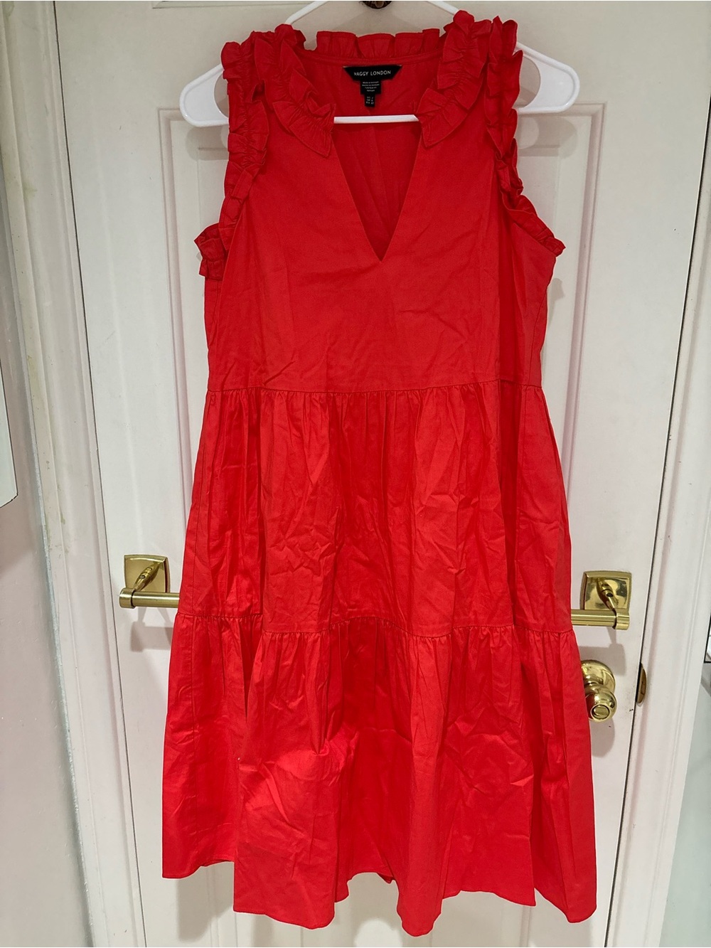 Maggy London Red Ruffle Tiered Dress